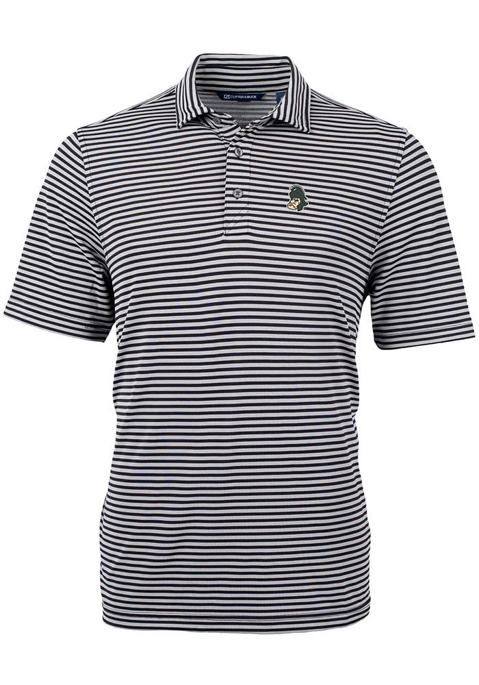 Cutter and Buck Michigan State Spartans Black Vault Virtue Eco Pique Stripe Big Tall Polo