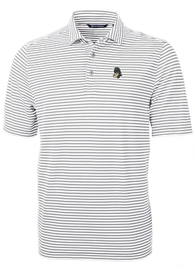 Cutter and Buck Michigan State Spartans Grey Virtue Eco Pique Stripe Big Tall Polo