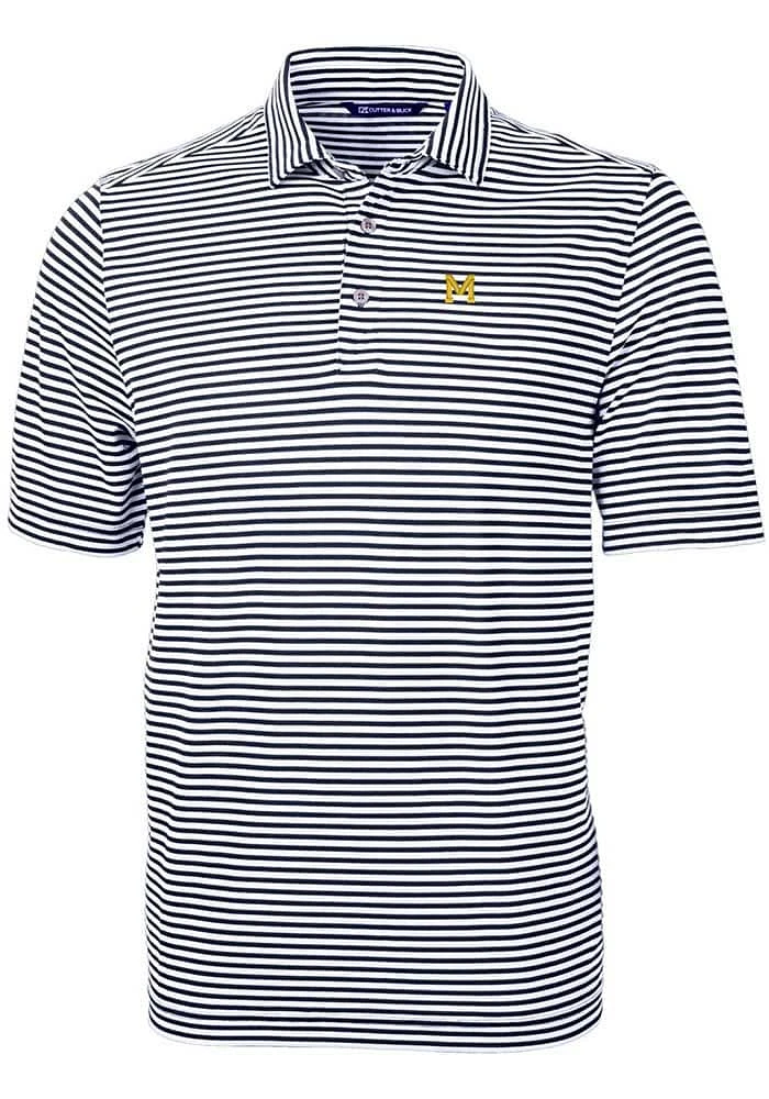 Cutter and Buck Michigan Wolverines Virtue Eco Pique Stripe Big Tall Polo