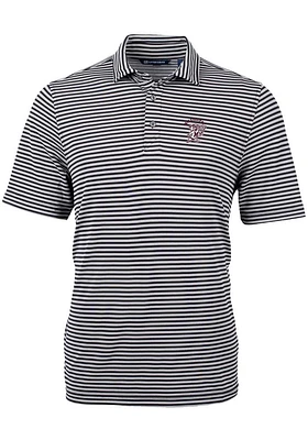 Cutter and Buck Mississippi State Bulldogs Black Vault Virtue Eco Pique Stripe Big Tall Polo