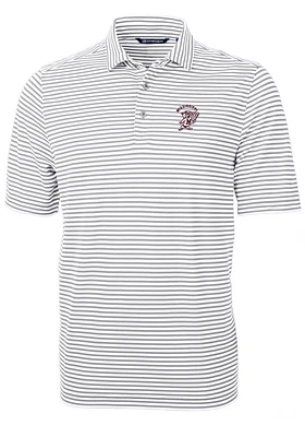 Cutter and Buck Mississippi State Bulldogs Grey Virtue Eco Pique Stripe Big Tall Polo