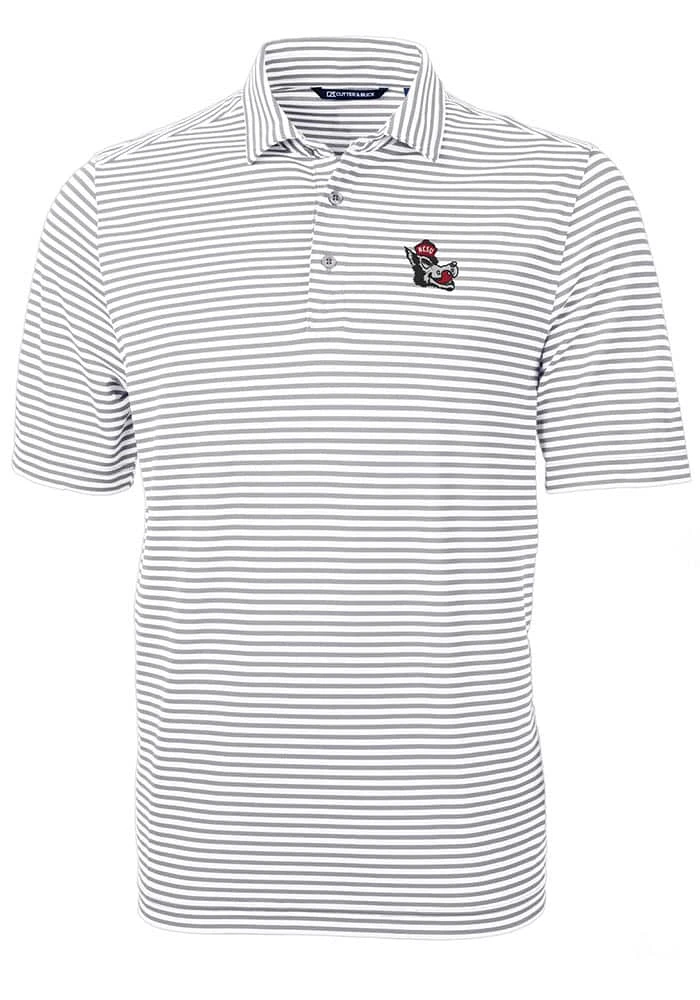 Cutter and Buck NC State Wolfpack Grey Virtue Eco Pique Stripe Big Tall Polo