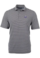 Northwestern Wildcats Black Cutter and Buck Vault Virtue Eco Pique Stripe Big Tall Polo