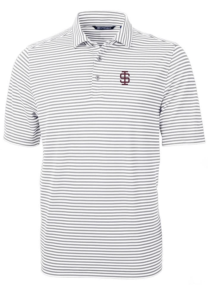 Cutter and Buck Southern Illinois Salukis Virtue Eco Pique Stripe Big Tall Polo