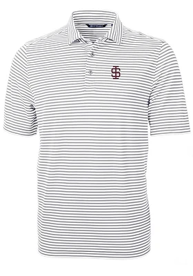Cutter and Buck Southern Illinois Salukis Virtue Eco Pique Stripe Big Tall Polo