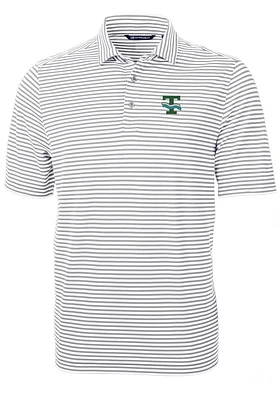 Cutter and Buck Tulane Green Wave Grey Virtue Eco Pique Stripe Big Tall Polo