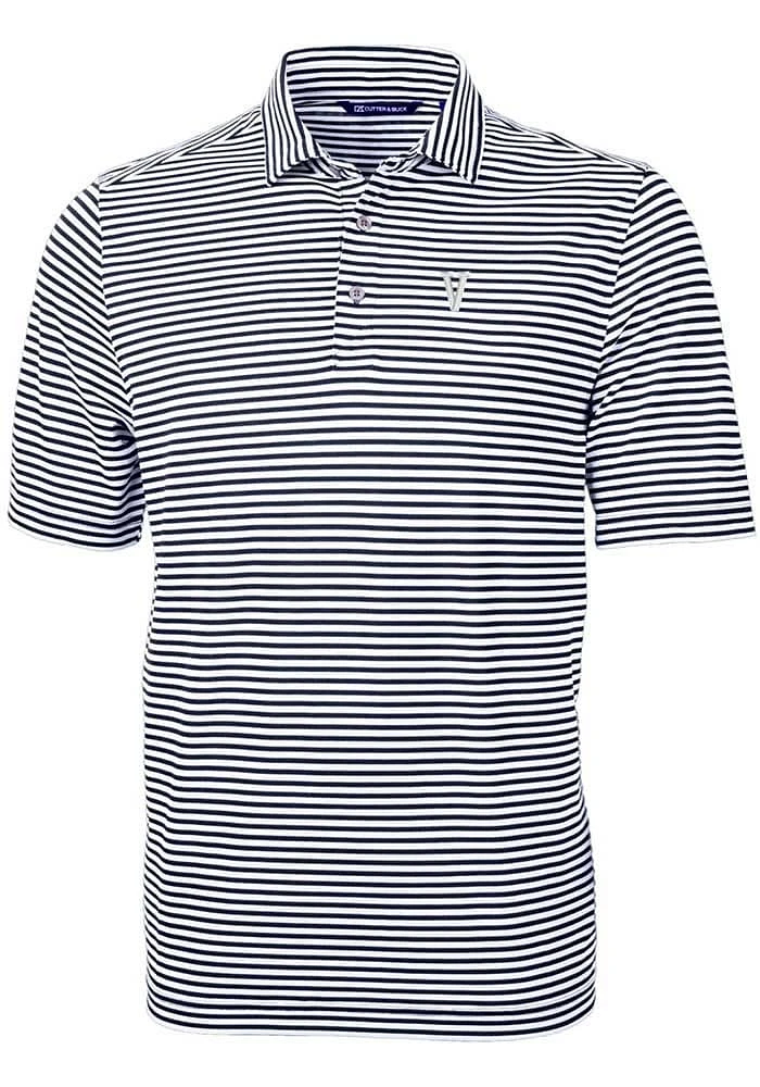 Cutter and Buck Villanova Wildcats Navy Blue Virtue Eco Pique Stripe Big Tall Polo