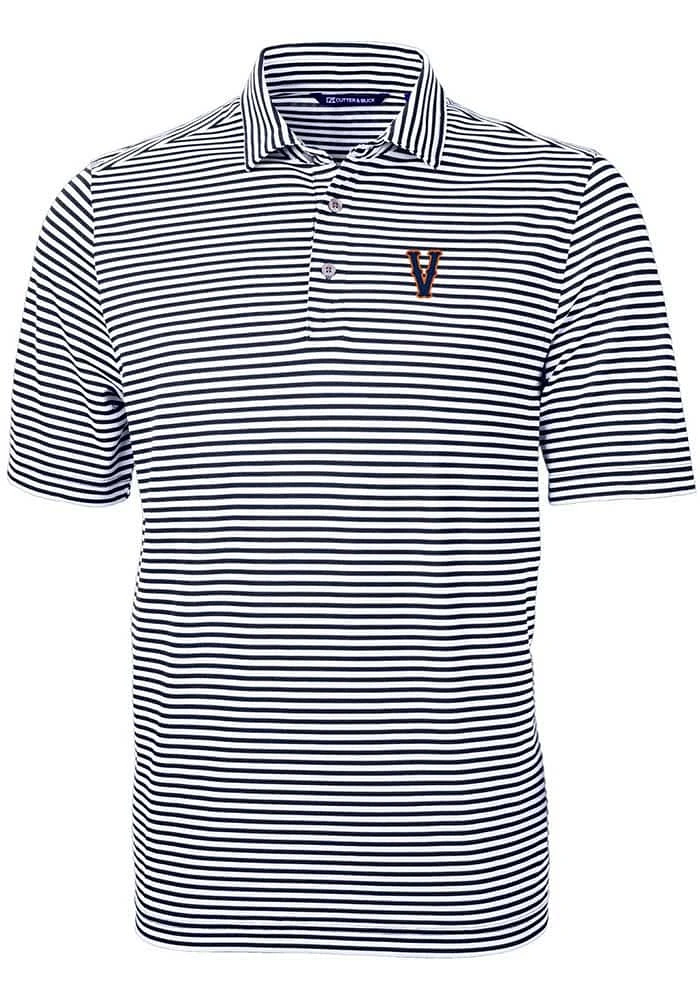 Cutter and Buck Virginia Cavaliers Navy Blue Virtue Eco Pique Stripe Big Tall Polo