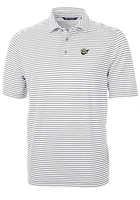 Cutter and Buck West Virginia Mountaineers Grey Virtue Eco Pique Stripe Big Tall Polo