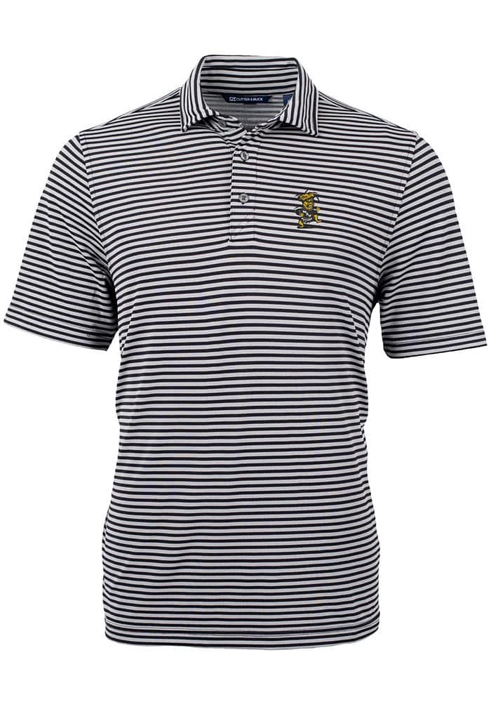 Cutter and Buck Wichita State Shockers Black Virtue Eco Pique Stripe Big Tall Polo