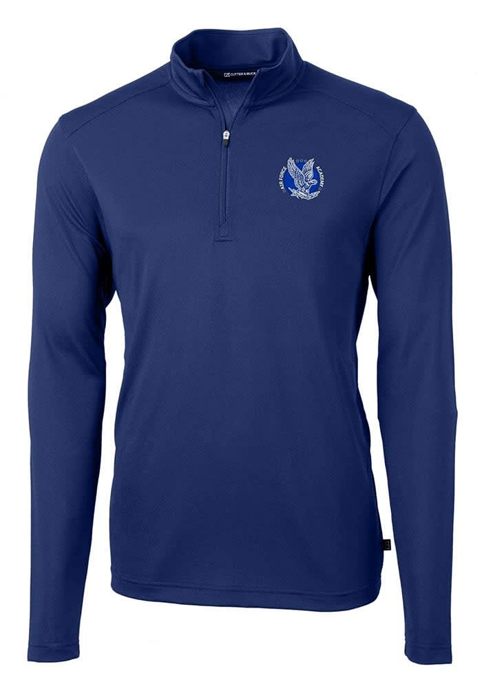 Cutter and Buck Air Force Falcons Mens Blue Mascot Virtue Eco Pique Big Tall Qtr Zip