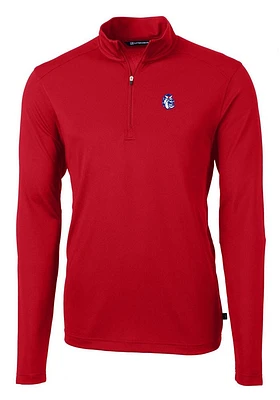 Cutter and Buck Fresno State Bulldogs Mens Red Vault Virtue Eco Pique Big Tall Qtr Zip