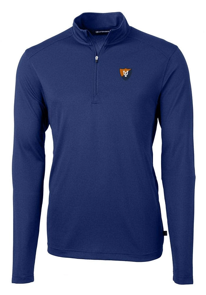 Cutter and Buck Illinois Fighting Illini Mens Blue Virtue Eco Pique Big Tall Qtr Zip