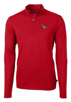 Cutter and Buck NC State Wolfpack Mens Red Vault Virtue Eco Pique Big Tall Qtr Zip