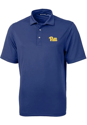 Cutter and Buck Pitt Panthers Mens Blue Virtue Short Sleeve Polo
