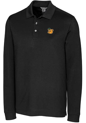 Cutter and Buck Baylor Bears Black Advantage Pique Long Sleeve Big Tall Polo