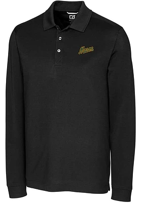 Cutter and Buck George Mason University Mens Black Advantage Pique Long Sleeve Big Tall Polo..