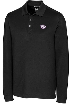 Cutter and Buck TCU Horned Frogs Mens Black Advantage Pique Long Sleeve Big Tall Polos Shirt