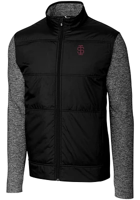 Cutter and Buck Southern Illinois Salukis Mens Black Stealth Hybrid Quilted Big Tall Light W..