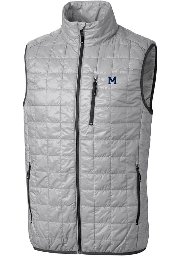 Cutter and Buck Michigan Wolverines Big Tall Grey Rainier PrimaLoft Vest Mens