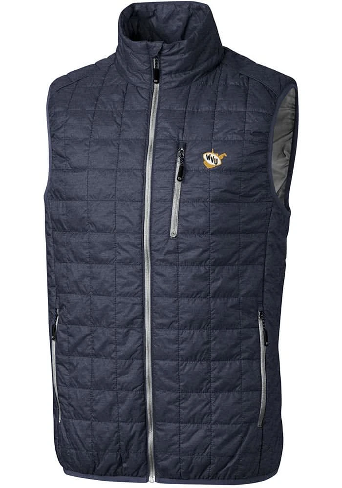 Cutter and Buck West Virginia Mountaineers Big Tall Grey Rainier PrimaLoft Vest Mens