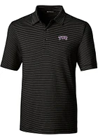 Cutter and Buck TCU Horned Frogs Mens Black Logo Forge Pencil Stripe Short Sleeve Polo