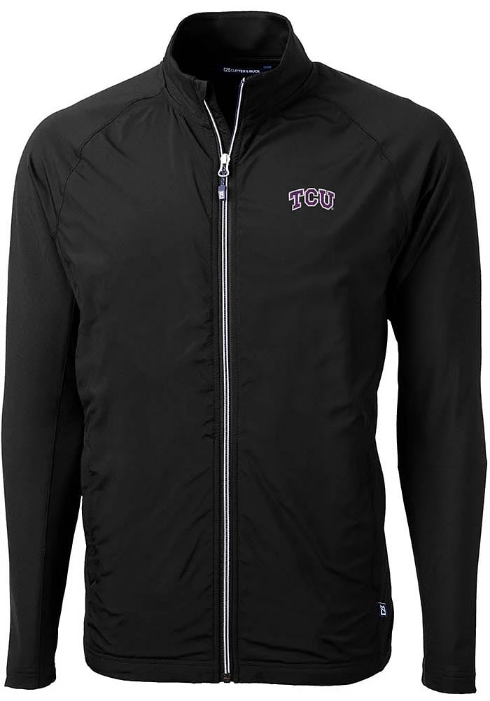 Cutter and Buck TCU Horned Frogs Mens Black Adapt Medium Weight Jacket