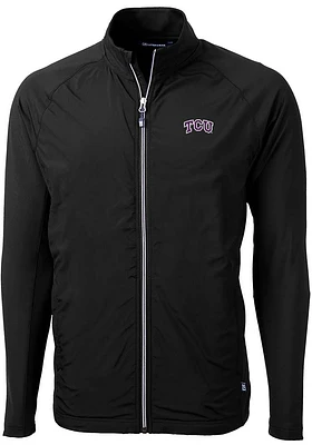 Cutter and Buck TCU Horned Frogs Mens Black Adapt Medium Weight Jacket