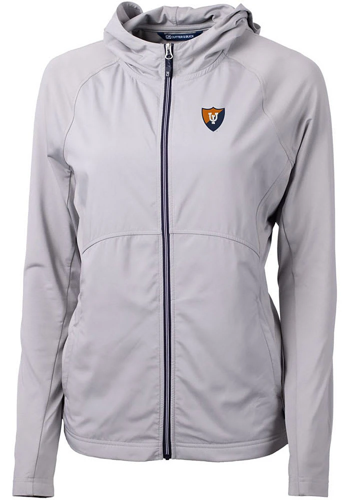 Womens Illinois Fighting Illini Grey Cutter and Buck Vault Adapt Eco Light Weight Jacket
