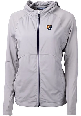 Womens Illinois Fighting Illini Grey Cutter and Buck Vault Adapt Eco Light Weight Jacket