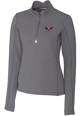 Cutter and Buck Auburn Tigers Womens Grey Vault Traverse Qtr Zip