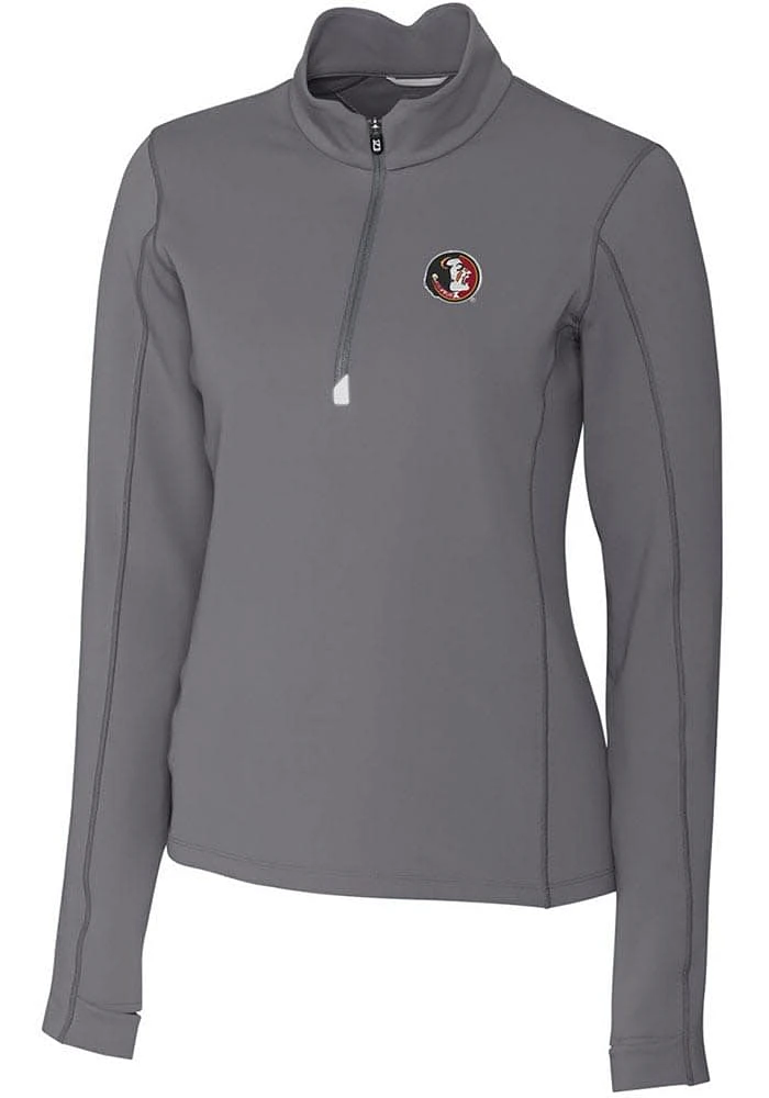 Cutter and Buck Florida State Seminoles Womens Grey Traverse Qtr Zip
