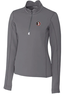 Cutter and Buck Florida State Seminoles Womens Grey Traverse Qtr Zip