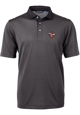 Cutter and Buck Louisville Cardinals Mens Black Virtue Micro Stripe Short Sleeve Polo