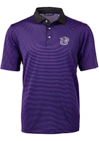 Cutter and Buck K-State Wildcats Mens Purple Virtue Micro Stripe Short Sleeve Polo