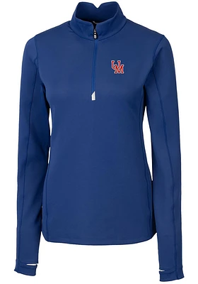 Cutter and Buck Ole Miss Rebels Womens Blue Traverse Qtr Zip