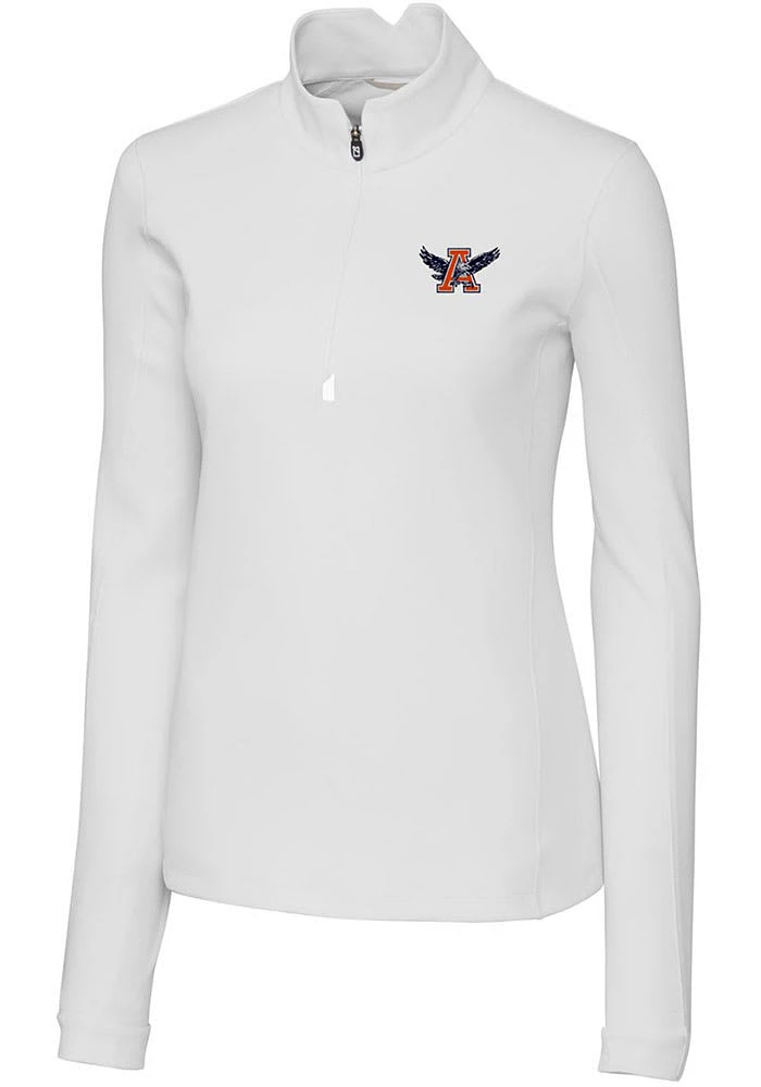 Cutter and Buck Auburn Tigers Womens White Traverse Qtr Zip