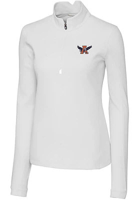 Cutter and Buck Auburn Tigers Womens White Traverse Qtr Zip