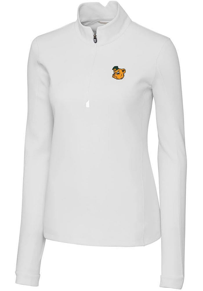 Cutter and Buck Baylor Bears Womens White Traverse Qtr Zip
