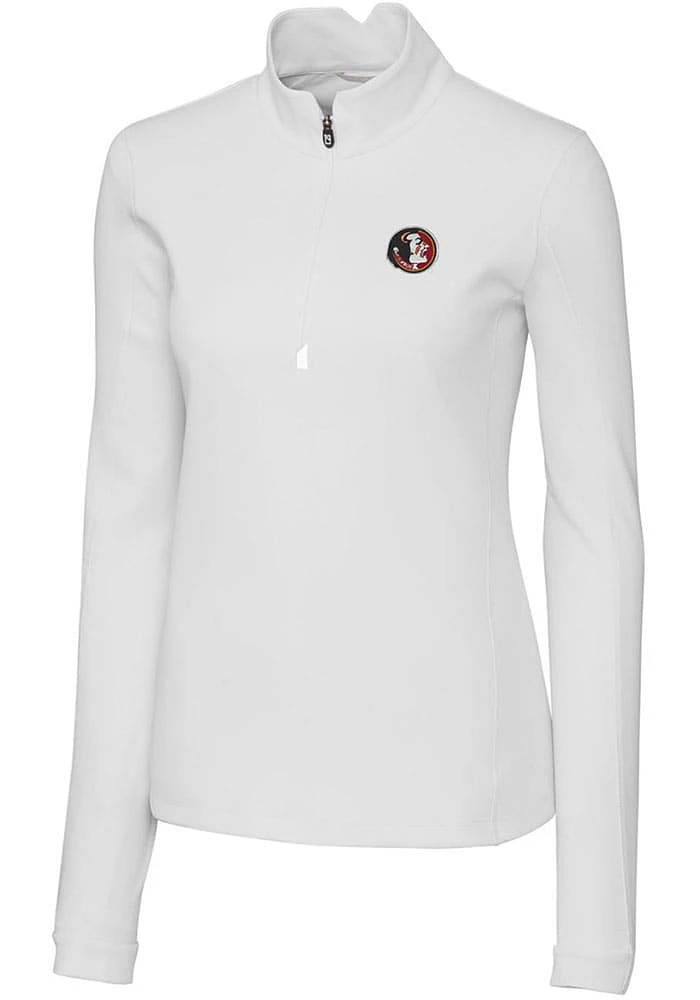Cutter and Buck Florida State Seminoles Womens White Vault Traverse Qtr Zip