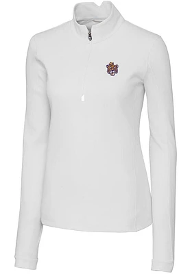 Cutter and Buck LSU Tigers Womens White Vault Traverse Qtr Zip