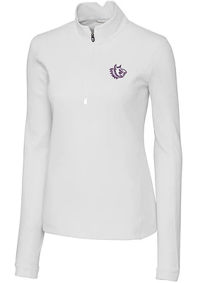 Cutter and Buck TCU Horned Frogs Womens White Traverse Qtr Zip