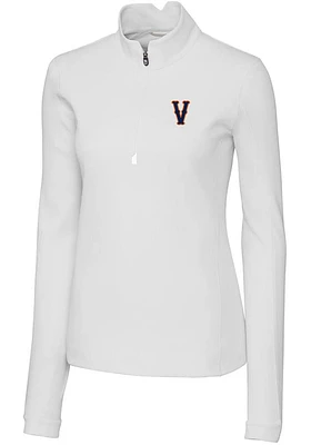 Cutter and Buck Virginia Cavaliers Womens White Traverse Qtr Zip