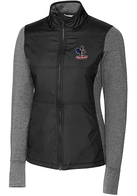 Cutter and Buck Delaware Fightin' Blue Hens Womens Black Stealth Hybrid Quilted Medium Weight Ja..