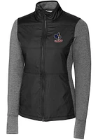 Cutter and Buck Delaware Fightin' Blue Hens Womens Black Stealth Hybrid Quilted Medium Weight Ja..