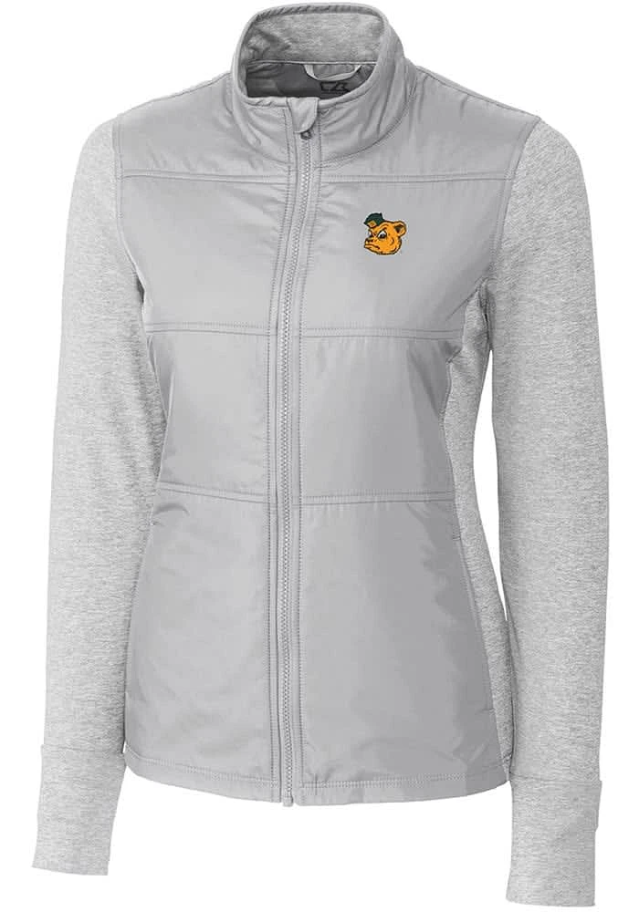 Cutter and Buck Baylor Bears Womens Grey Stealth Hybrid Quilted Medium Weight Jacket