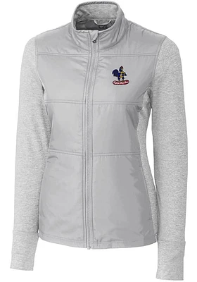 Cutter and Buck Delaware Fightin' Blue Hens Womens Grey Stealth Hybrid Quilted Medium Weight Jac..