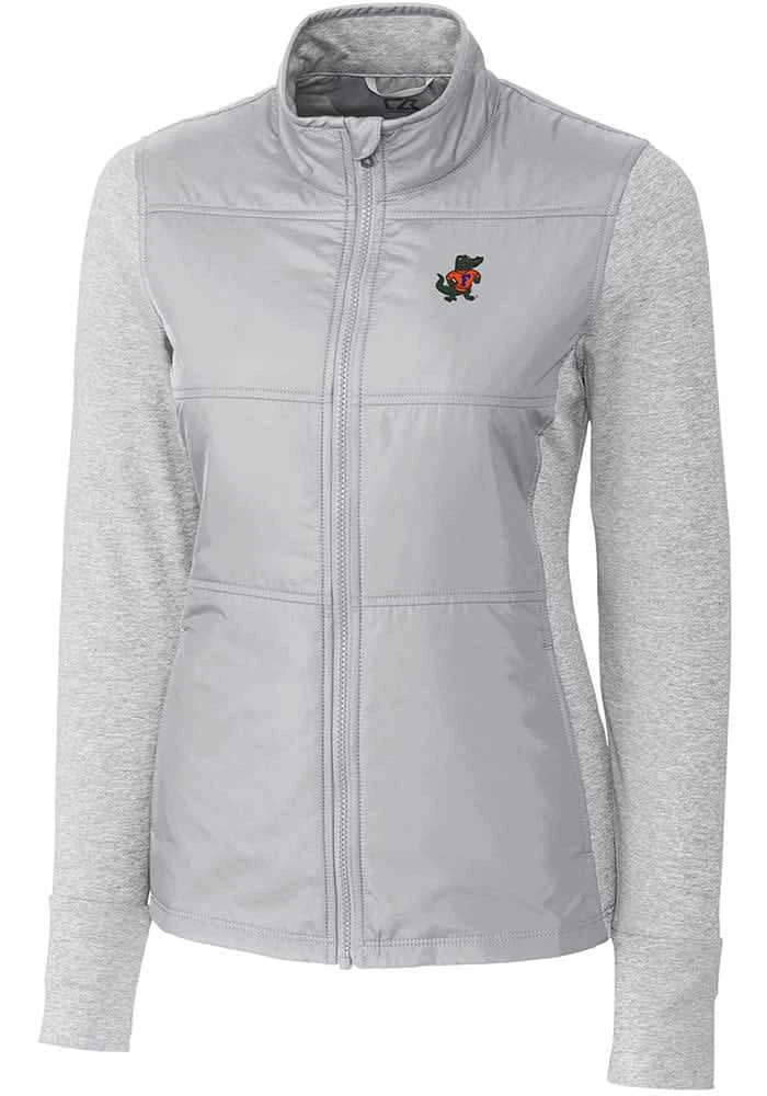 Cutter and Buck Florida Gators Womens Grey Vault Stealth Hybrid Quilted Medium Weight Jacket