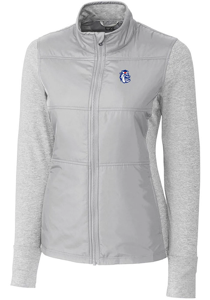 Cutter and Buck Fresno State Bulldogs Womens Grey Vault Stealth Medium Weight Jacket