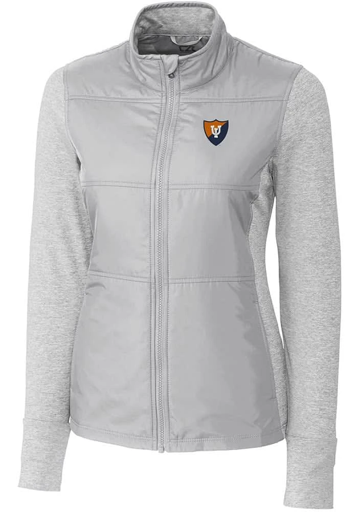 Womens Illinois Fighting Illini Grey Cutter and Buck Vault Stealth Hybrid Quilted Medium Weight ..